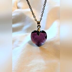 Heart Shaped Crystal Collarbone Necklace Decorated with A Heart Silver Chain